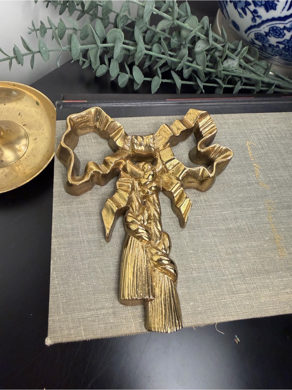 Vintage Homco Gold Bow Wall Sconce Hollywood Regency Decor